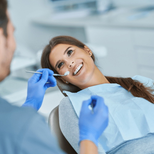 woman at dentist smiling